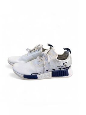 Adidas NMD R1 Wordmark Heel Stripe White Navy ,Men's Size 7